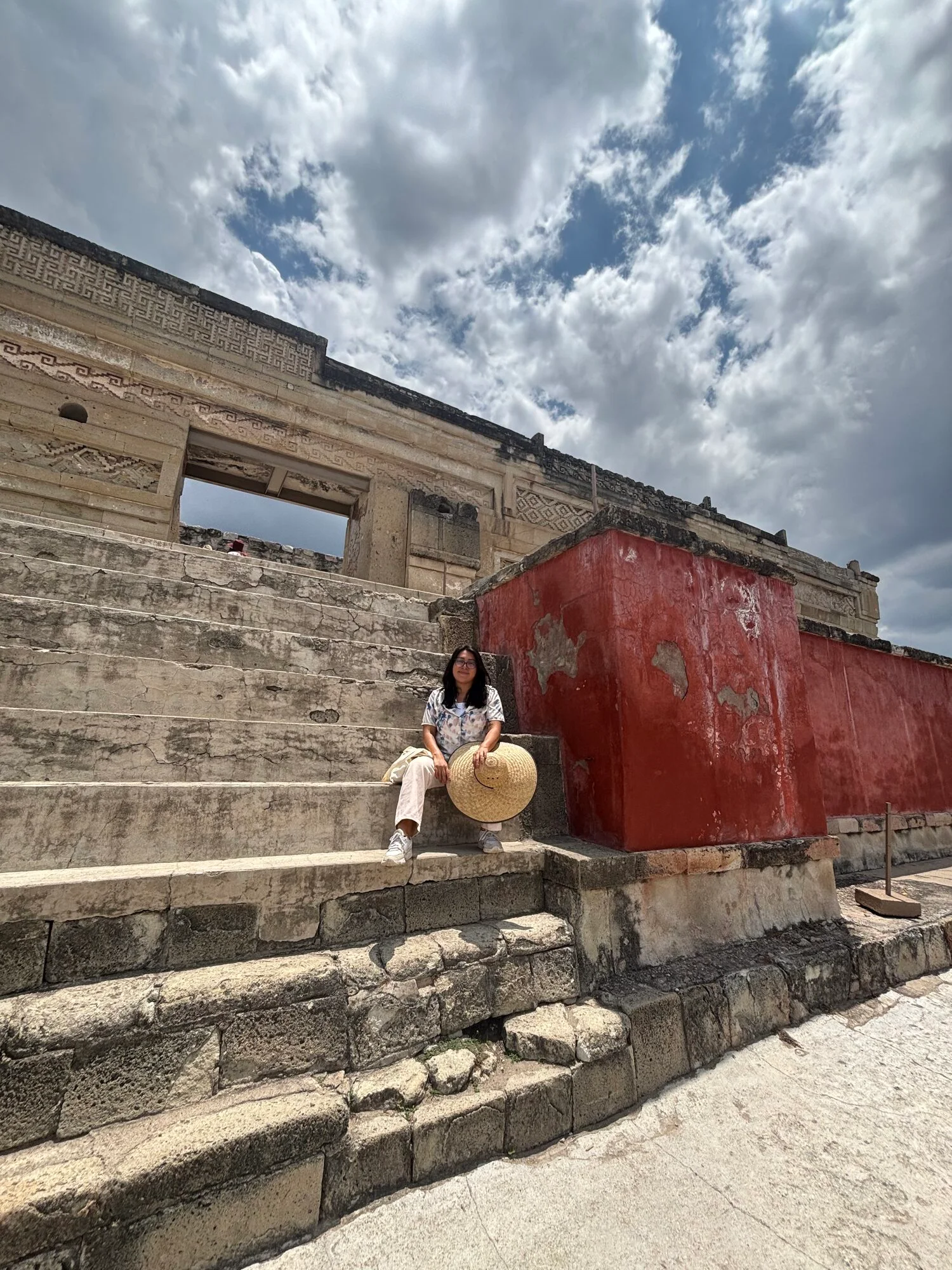 Dora at the Mitla archaeological site in Oaxaca