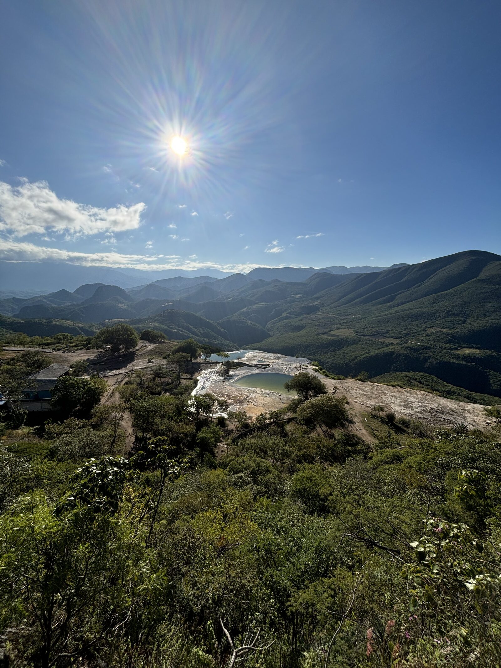 Mountain panorama with blue sky